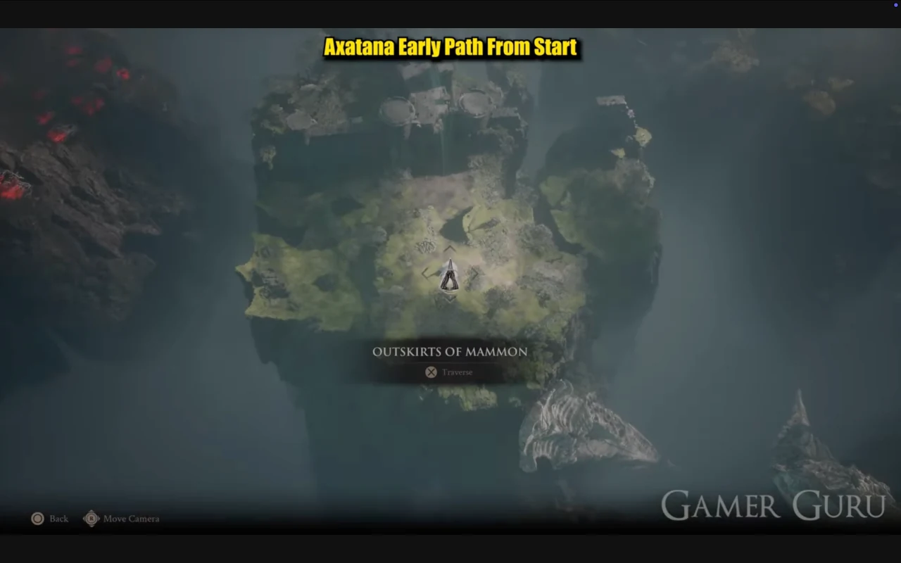 Outskirts of Mammon location shown on the route to the Axatana in Mortal Shell 2.