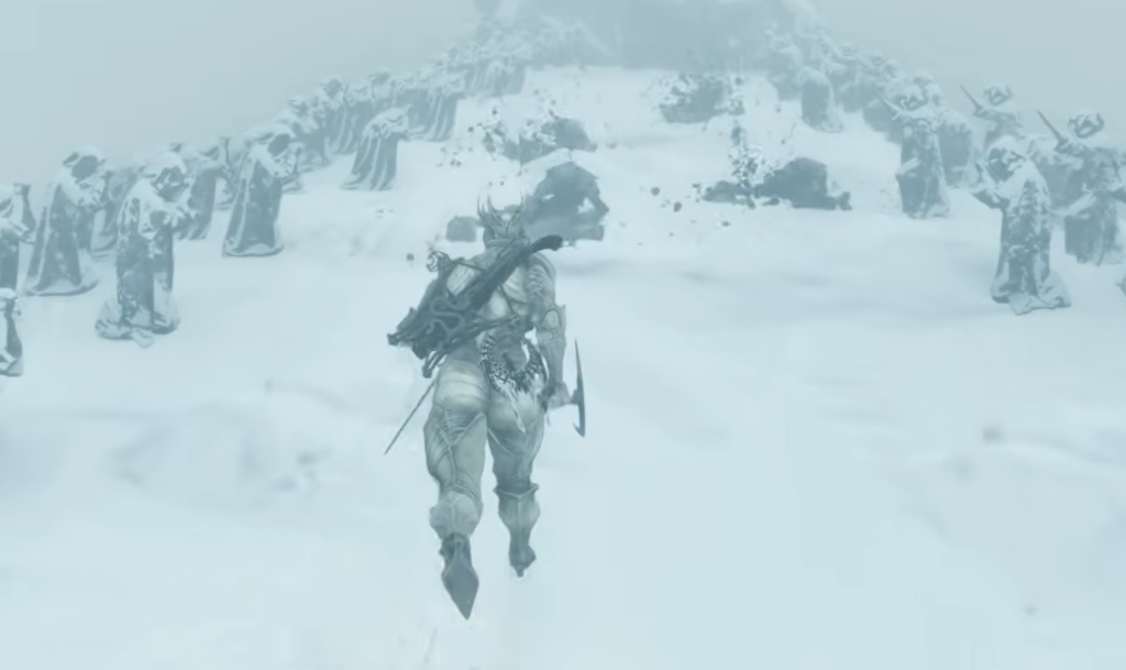 Snow-covered route through the cold detour beyond Droeg's Beacon