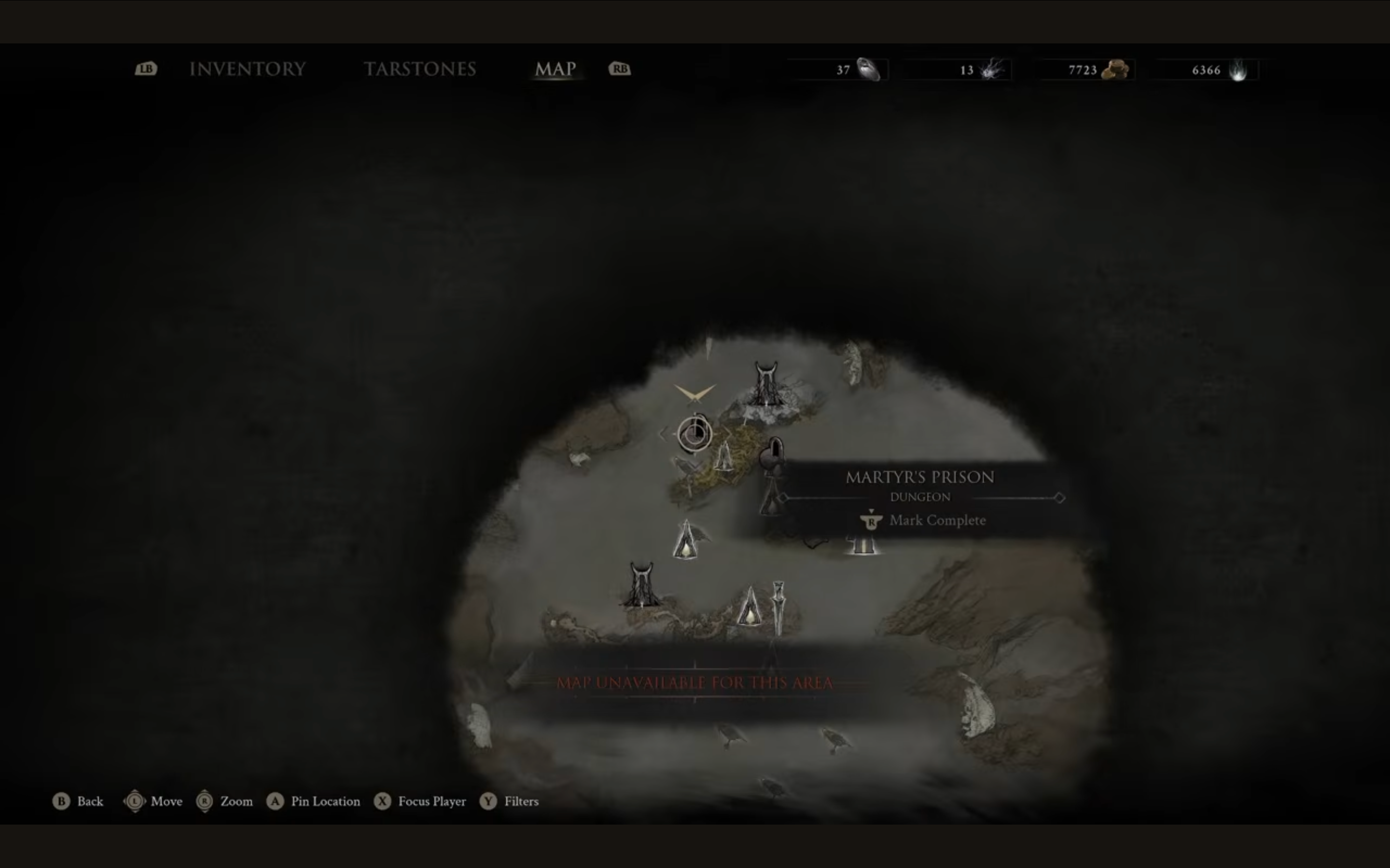Martyr's Prison Dungeon UI in Mortal Shell 2.