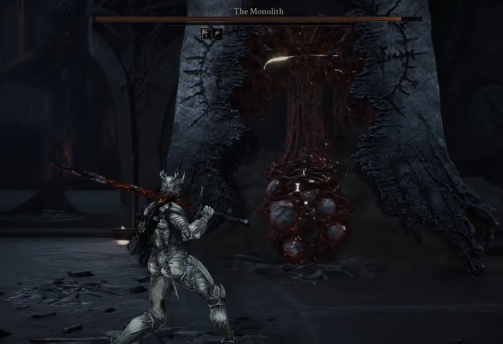 Monolith beam phase with its health bar visible in Mortal Shell 2.
