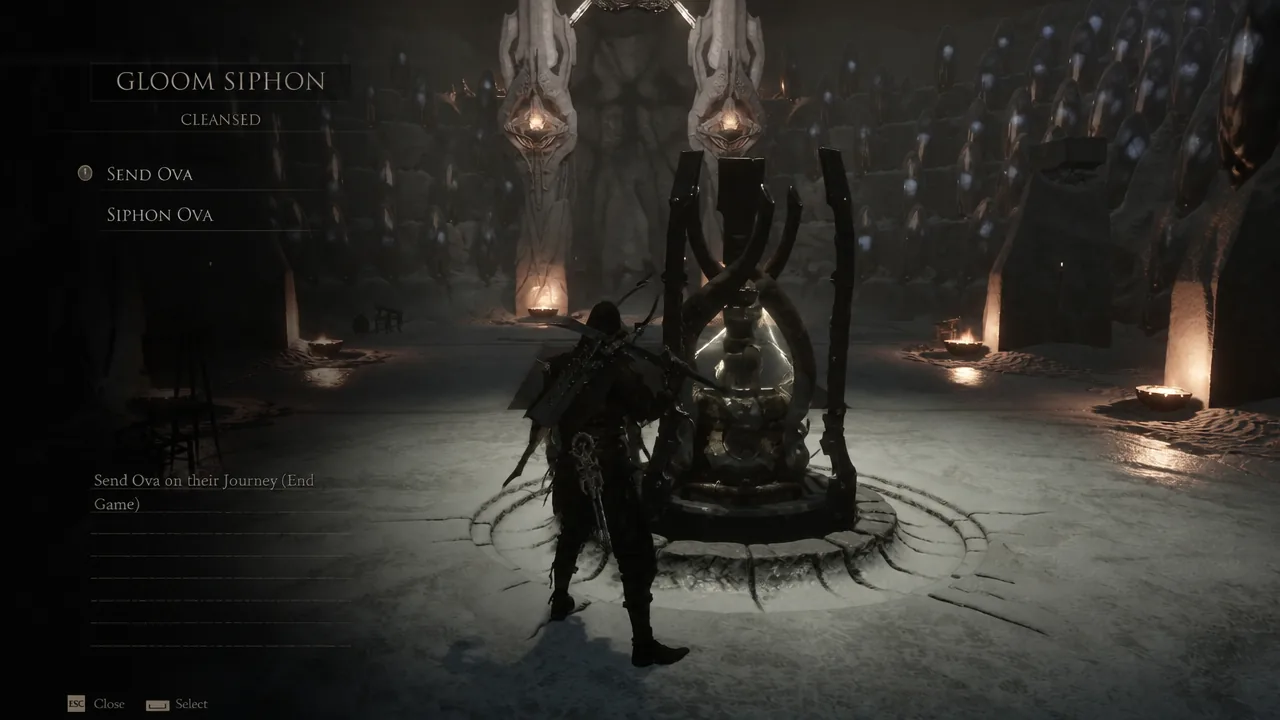 The Send Ova choice at the Gloom Siphon in Marrow Keep