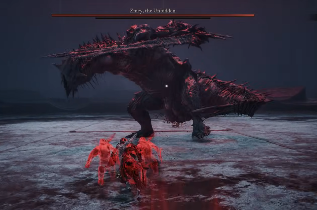 Close gameplay view of Zmey, the Unbidden during the final arena fight.